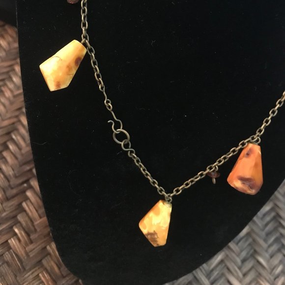 Baltic Amber Large Rough Nugget Necklace Vintage - Picture 2 of 5